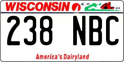 WI license plate 238NBC