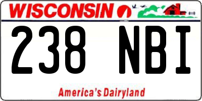 WI license plate 238NBI