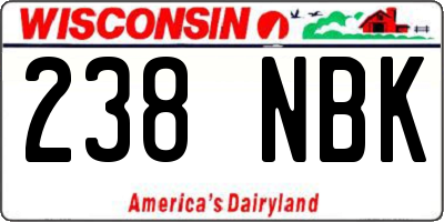 WI license plate 238NBK
