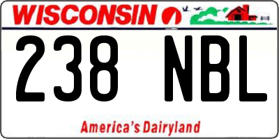 WI license plate 238NBL