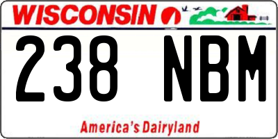 WI license plate 238NBM