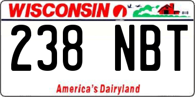 WI license plate 238NBT