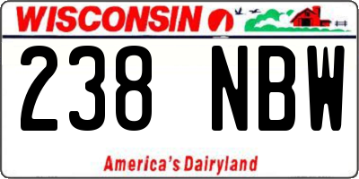 WI license plate 238NBW