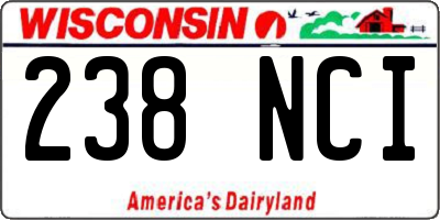 WI license plate 238NCI