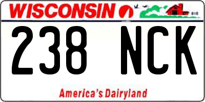 WI license plate 238NCK