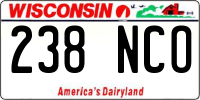 WI license plate 238NCO