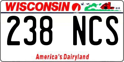 WI license plate 238NCS