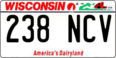 WI license plate 238NCV