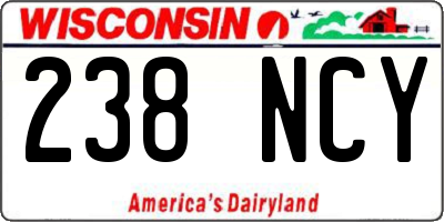 WI license plate 238NCY