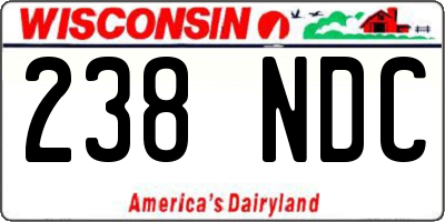 WI license plate 238NDC