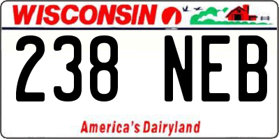 WI license plate 238NEB