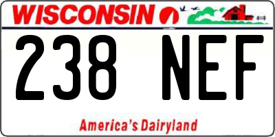 WI license plate 238NEF