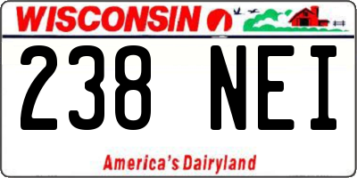 WI license plate 238NEI