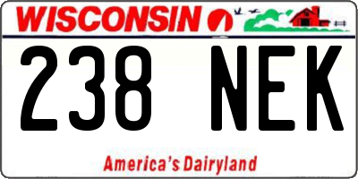 WI license plate 238NEK