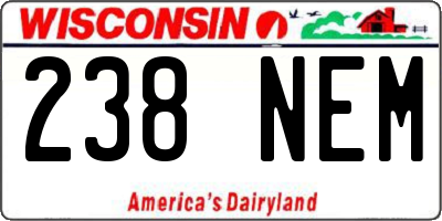 WI license plate 238NEM