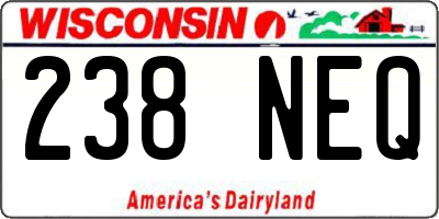 WI license plate 238NEQ