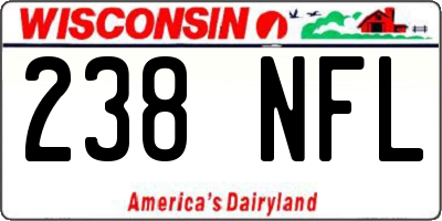 WI license plate 238NFL