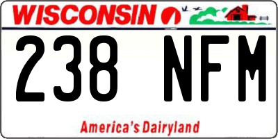 WI license plate 238NFM
