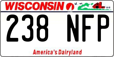WI license plate 238NFP