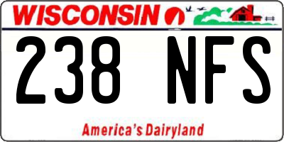 WI license plate 238NFS
