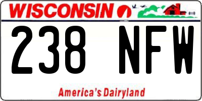 WI license plate 238NFW