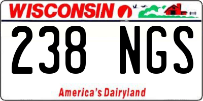 WI license plate 238NGS