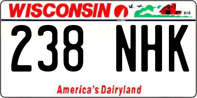 WI license plate 238NHK