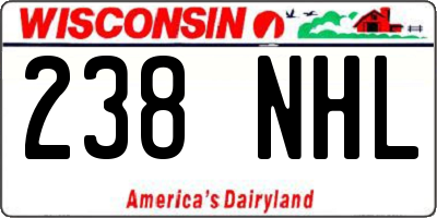 WI license plate 238NHL