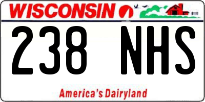 WI license plate 238NHS