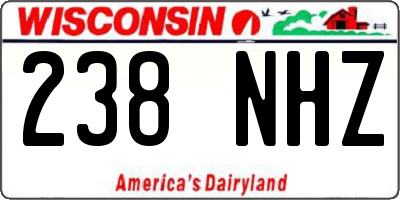 WI license plate 238NHZ