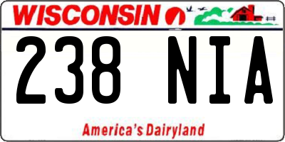 WI license plate 238NIA