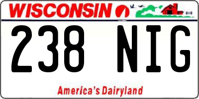 WI license plate 238NIG