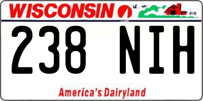 WI license plate 238NIH