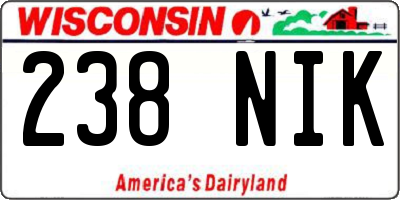 WI license plate 238NIK