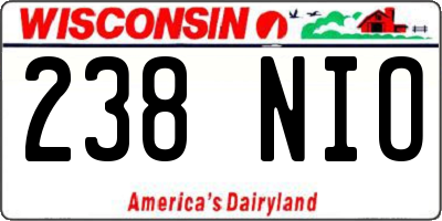 WI license plate 238NIO