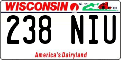WI license plate 238NIU
