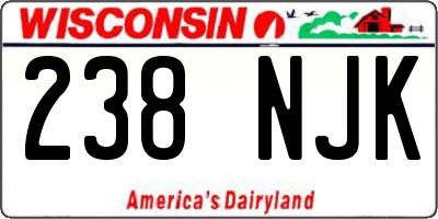WI license plate 238NJK