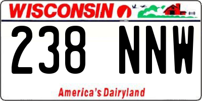 WI license plate 238NNW