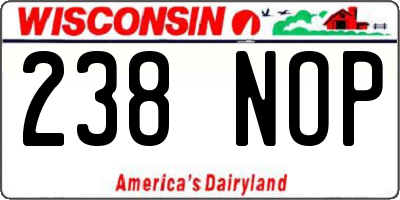 WI license plate 238NOP