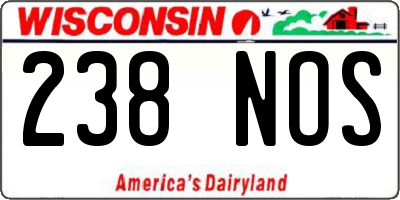 WI license plate 238NOS