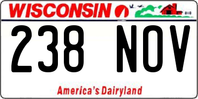 WI license plate 238NOV