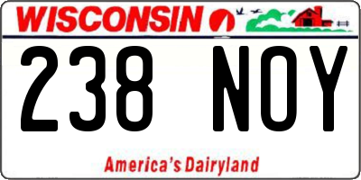 WI license plate 238NOY