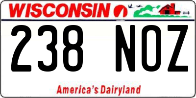 WI license plate 238NOZ