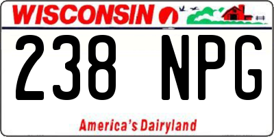 WI license plate 238NPG