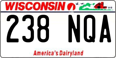 WI license plate 238NQA