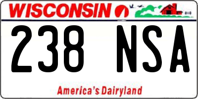 WI license plate 238NSA