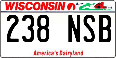 WI license plate 238NSB