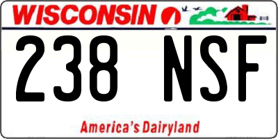 WI license plate 238NSF