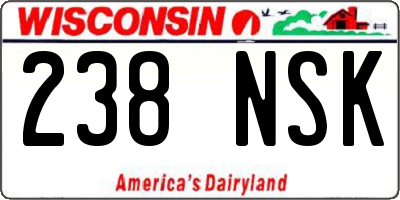 WI license plate 238NSK
