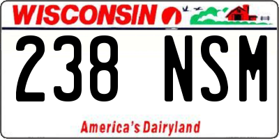 WI license plate 238NSM